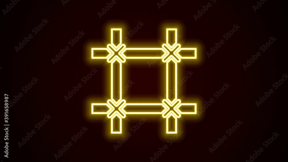Glowing neon line Prison window icon isolated on black background. 4K Video motion graphic animation Glowing neon line Prison window icon isolated on black background. 4K Video motion graphic animation