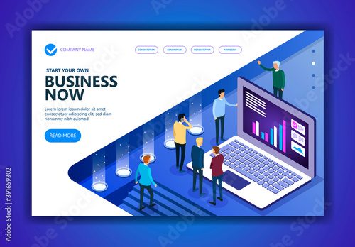 Business and finance vector isometric concept, Marketing isometric people working together and developing a successful business strategy, Vector illustration © Den