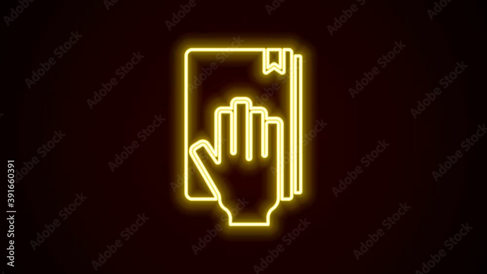 Glowing neon line Oath on the Holy Bible icon isolated on black background. The procedure in court. Truth and truth. Promise before god. 4K Video motion graphic animation Glowing neon line Oath on the Holy Bible icon isolated on black background. The procedure in court. Truth and truth. Promise before god. 4K Video motion graphic animation