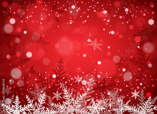Christmas snowflakes on red background.