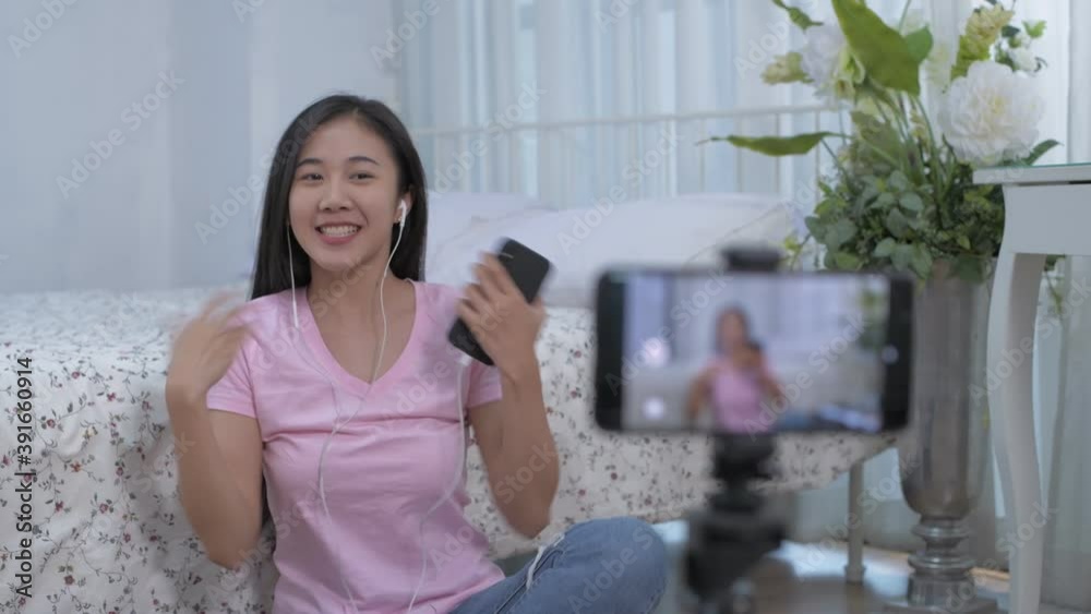 Communication concept. The girl was broadcasting her activities. 4k Resolution. Communication concept. The girl was broadcasting her activities. 4k Resolution.