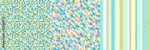 Set of colorful geometric backgrounds. Seamless colored texture. Geometric wallpaper. Line pattern. Print for polygraphy, posters, flyers and textiles