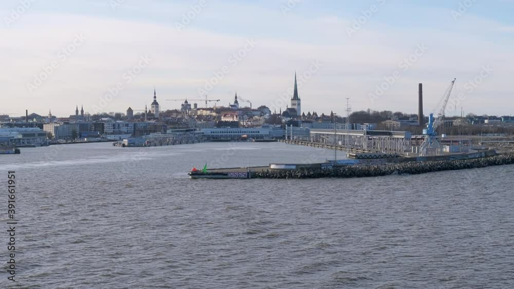 A city view of Tallinn in Estonia from the port.Tallinn.Estonia-February 4.2020 A city view of Tallinn in Estonia from the port.Tallinn.Estonia-February 4.2020