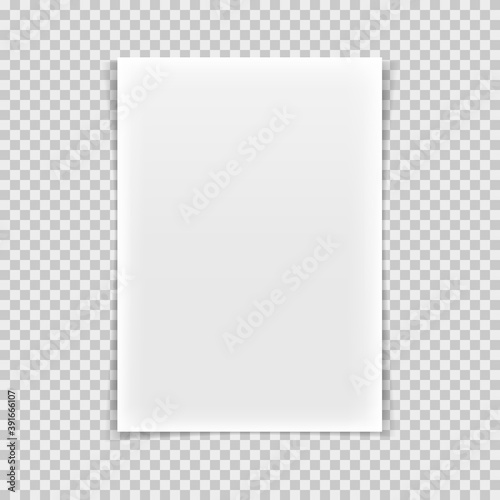 A4 format paper, isolated on transparent background.
