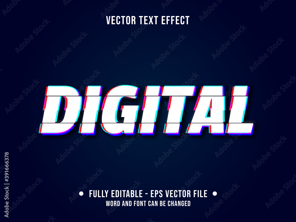 Editable text effect - digital glitch error color gradient modern style