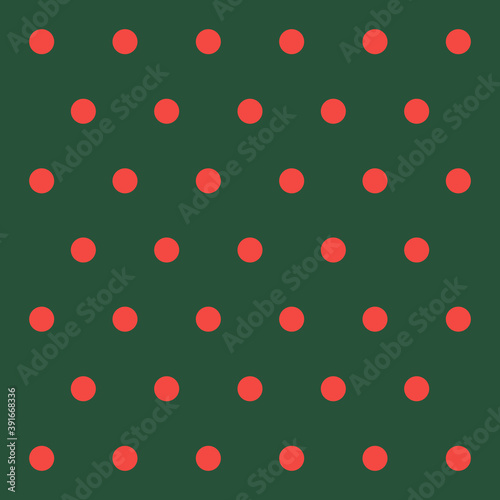 Christmas and new year pattern polka dots. Template background in green and red polka dots . Seamless fabric texture. Vector illustration