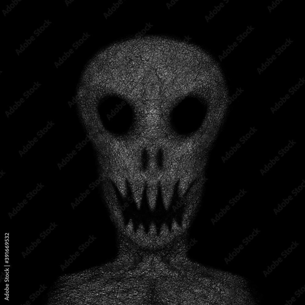 Alien undead on black background, digital painting, concept for suspense and horror. Alien undead on black background, digital painting, concept for suspense and horror.