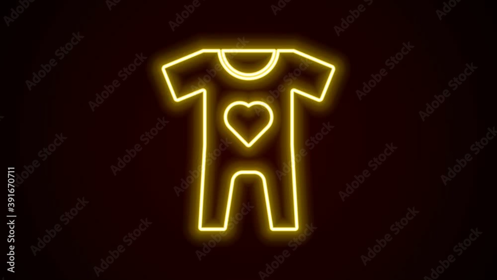 Glowing neon line Baby clothes icon isolated on black background. Baby clothing for baby girl and boy. Baby bodysuit. 4K Video motion graphic animation Glowing neon line Baby clothes icon isolated on black background. Baby clothing for baby girl and boy. Baby bodysuit. 4K Video motion graphic animation