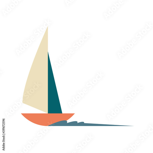 Fototapeta Naklejka Na Ścianę i Meble -  sailboat ship surfing isolated icon