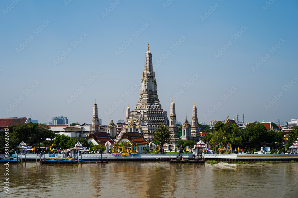 Wat Arun Temple with Chao Phraya river in Bangkok, Thailand Wat Arun Temple with Chao Phraya river in Bangkok, Thailand