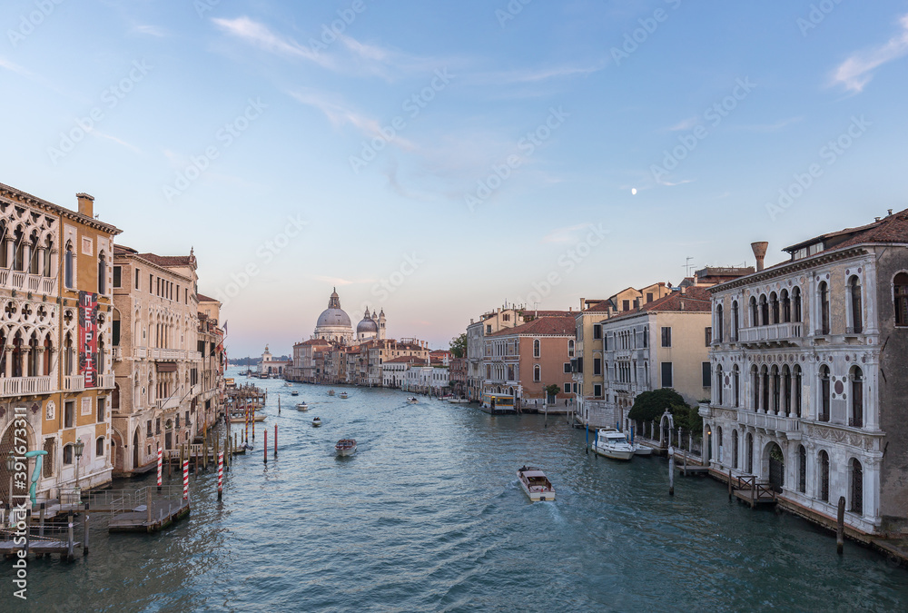 Dusk scenery of the Grand Canal in Venice, Italy