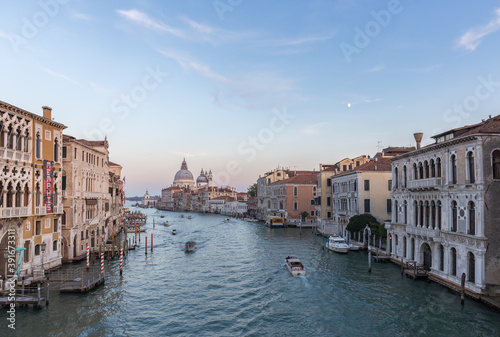 Dusk scenery of the Grand Canal in Venice  Italy