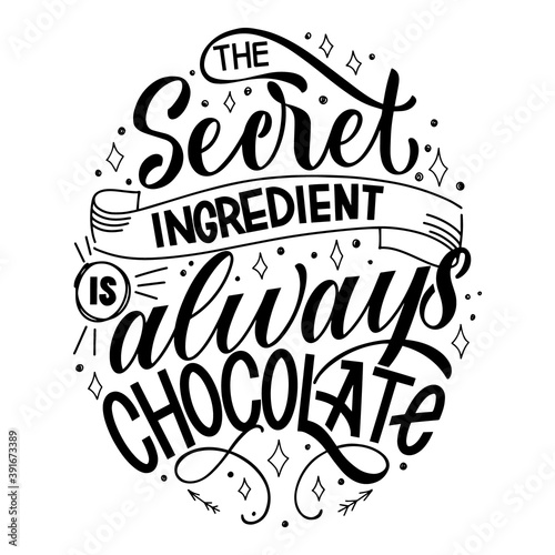 Chocolate hand lettering quote. Warm Christmas winter word composirion. Vector design elements for t-shirts, bags, posters, cards, stickers and menu