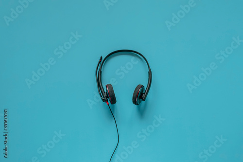 headphones on blue background