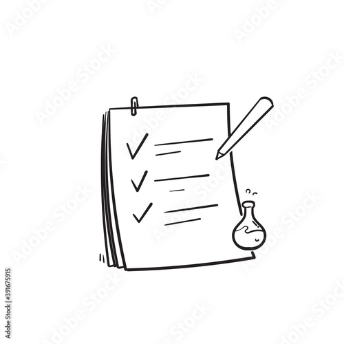 hand drawn doodle clinical analysis result icon illustration isolated background