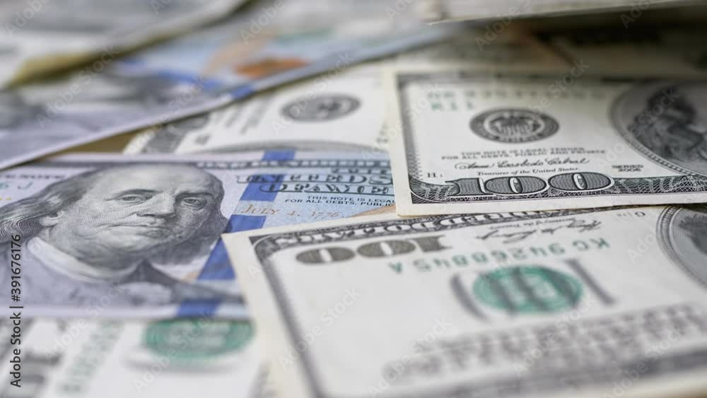 Lots of Spread out American Bills on Table. Banknotes of One Hundred US Dollars Lots of Spread out American Bills on Table. Banknotes of One Hundred US Dollars