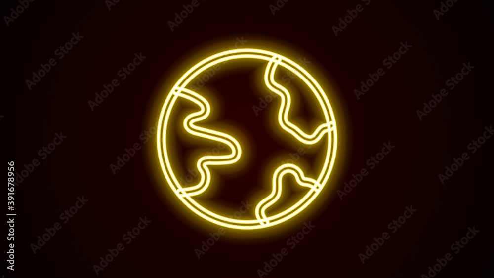 Glowing neon line Worldwide icon isolated on black background. Pin on globe. 4K Video motion graphic animation Glowing neon line Worldwide icon isolated on black background. Pin on globe. 4K Video motion graphic animation