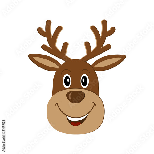 Merry Christmas reindeer, color isolated vector illustration, clipart, design, decoration, print