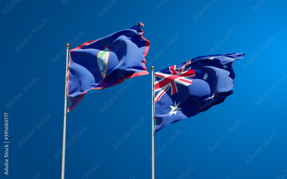 Beautiful national state flags of Australia and Guam. Beautiful national state flags of Australia and Guam.