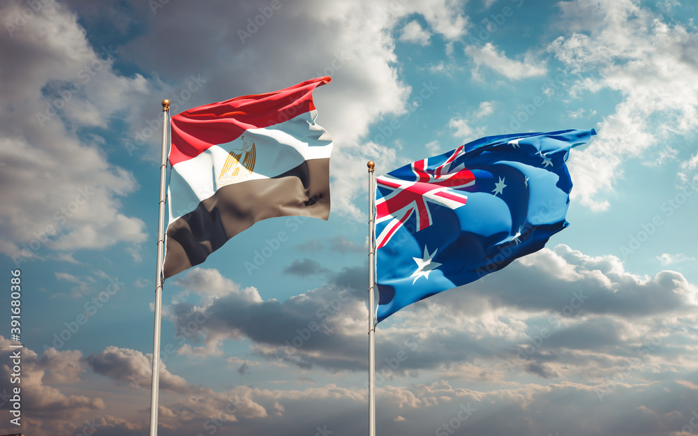 Beautiful national state flags of Egypt and Australia. Beautiful national state flags of Egypt and Australia.
