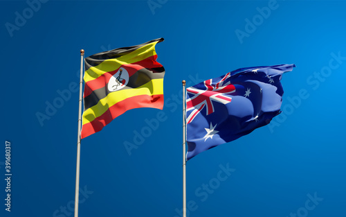 Beautiful national state flags of Uganda and Australia.
