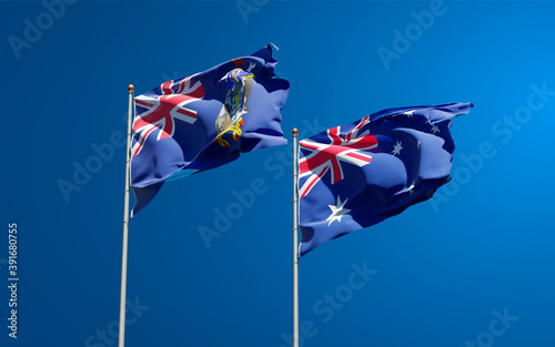 Beautiful national state flags of South Georgia and the South Sandwich Islands and Australia.