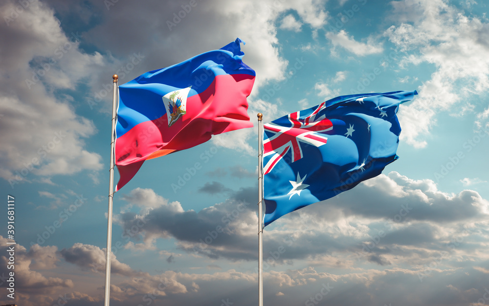 Beautiful national state flags of Haiti and Australia. Beautiful national state flags of Haiti and Australia.