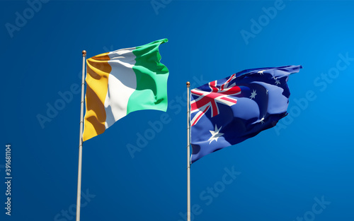 Beautiful national state flags of Cote d'Ivoire and Australia.