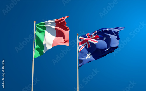 Beautiful national state flags of Italy and Australia.