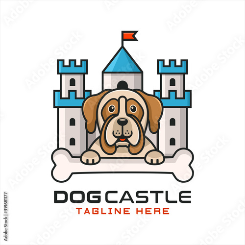 Dog castle vector design logo