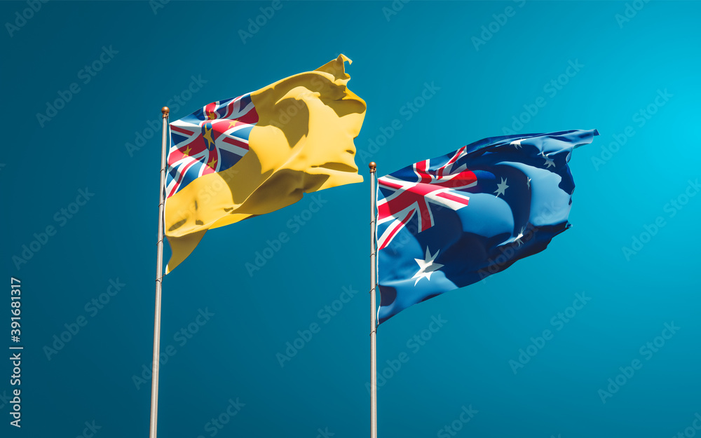 Beautiful national state flags of Niue and Australia.