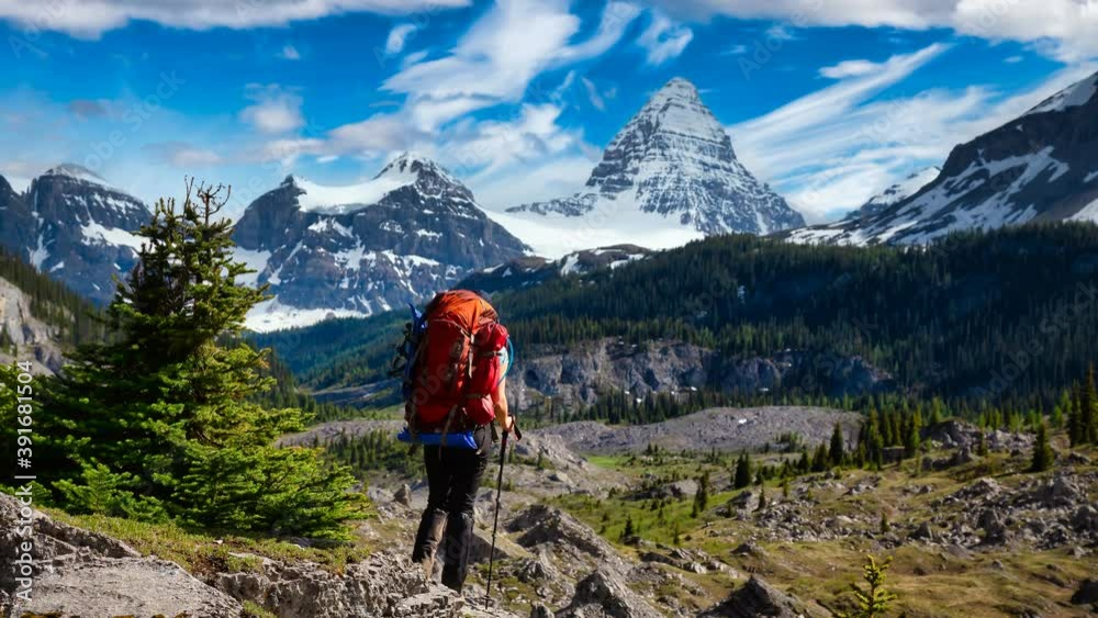 Cinemagraph Continuous Loop Animation. Adventure Backpacking in Mt