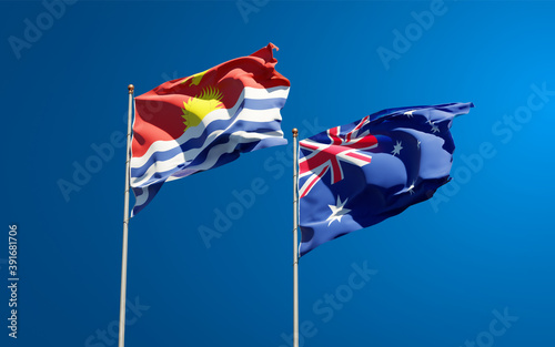 Beautiful national state flags of Kiribati and Australia.