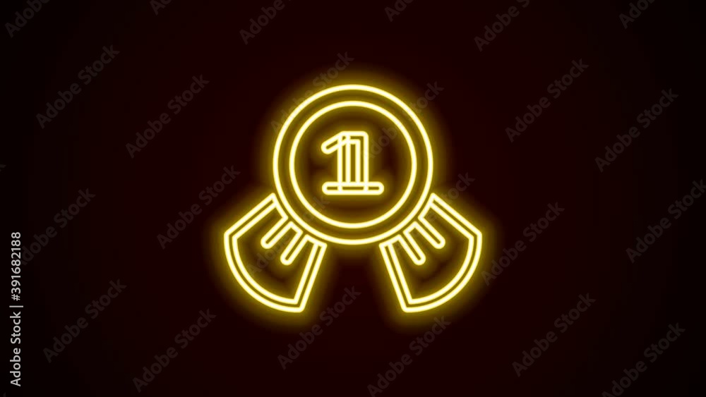 Glowing neon line Medal icon isolated on black background. Winner symbol. 4K Video motion graphic animation Glowing neon line Medal icon isolated on black background. Winner symbol. 4K Video motion graphic animation