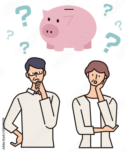 豚の貯金箱と家族のイラスト　お金に関する疑問