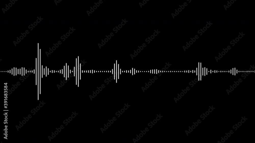 White and black audio visualization effect. Looping, unique, useful as an element or background, for demonstration and scientific visualization