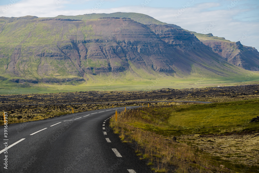 Beautiful view empty road at westfjords in Iceland, The Westfjords is the northwest part of Iceland.  It is the place that offers the most spectacular scenic drive in the country 