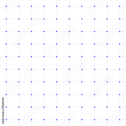 Vector blue dot with dashes line seamless geometric tile grid pattern on white background