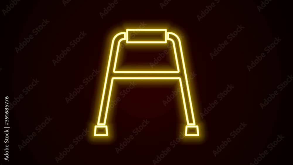 Glowing neon line Walker for disabled person icon isolated on black background. 4K Video motion graphic animation Glowing neon line Walker for disabled person icon isolated on black background. 4K Video motion graphic animation