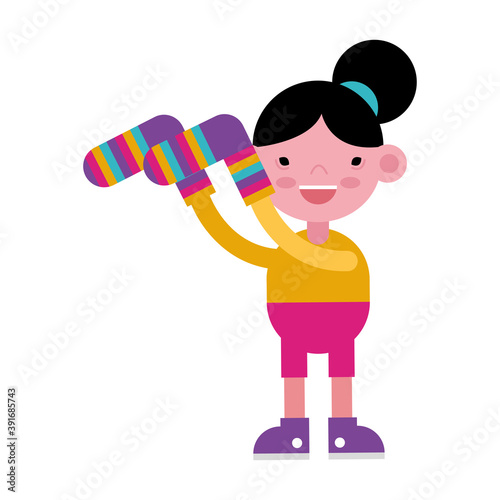 girl with socks pair colors stripes down symbol