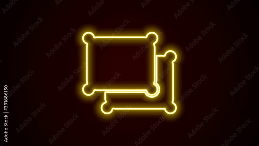 Glowing neon line Rectangular pillow icon isolated on black background. Cushion sign. 4K Video motion graphic animation Glowing neon line Rectangular pillow icon isolated on black background. Cushion sign. 4K Video motion graphic animation
