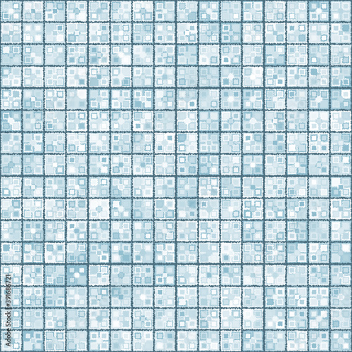 Seamless pattern. A texture made up of uneven squares. Silver-blue shades. Winter colors.