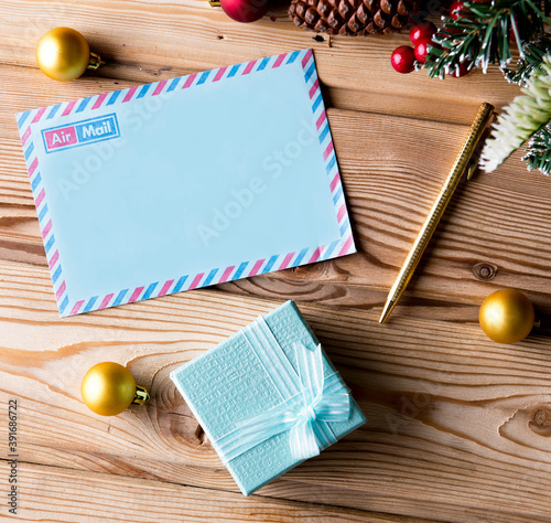 Blank message paper in christmas festive concept