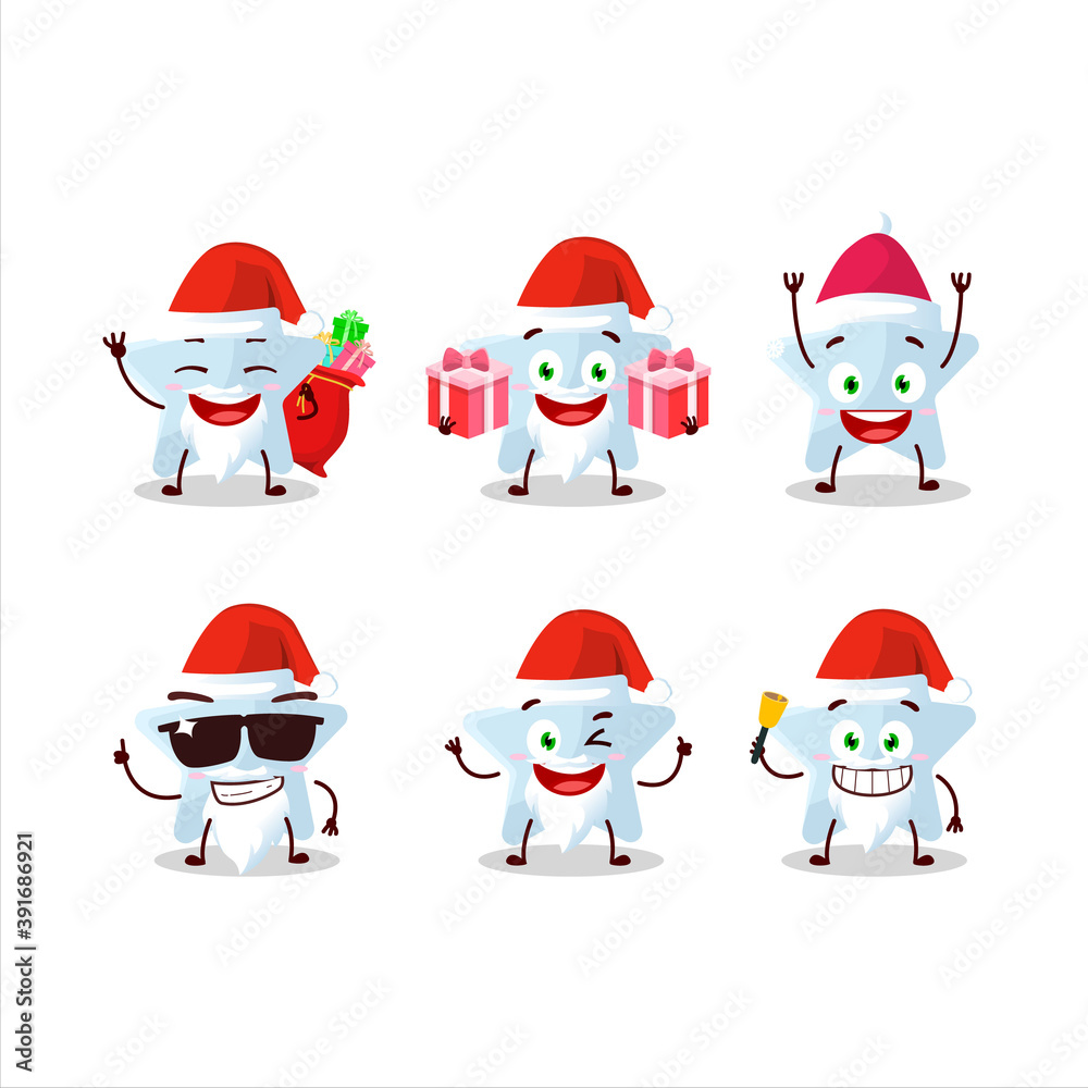 Santa Claus emoticons with blue star cartoon character
