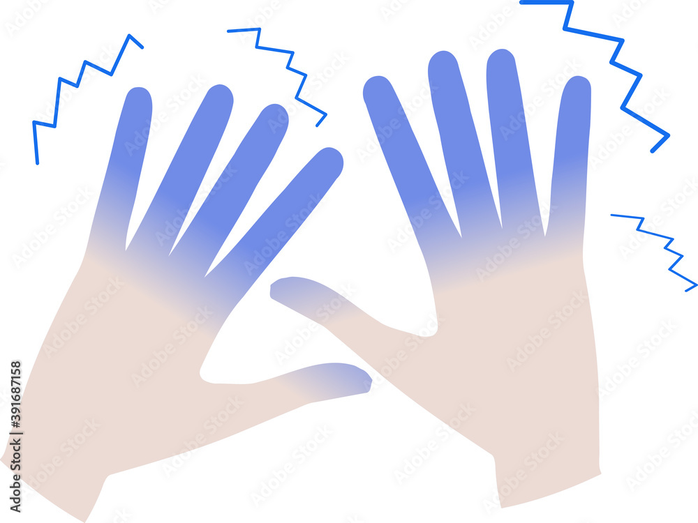 Obraz premium 冷え性で指先が冷たい手のイラスト