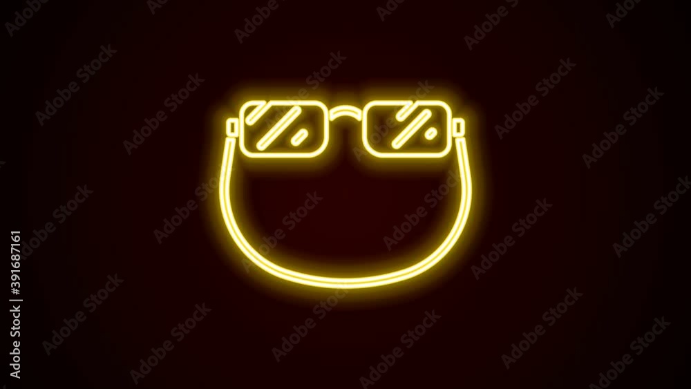 Glowing neon line Eyeglasses icon isolated on black background. 4K Video motion graphic animation Glowing neon line Eyeglasses icon isolated on black background. 4K Video motion graphic animation
