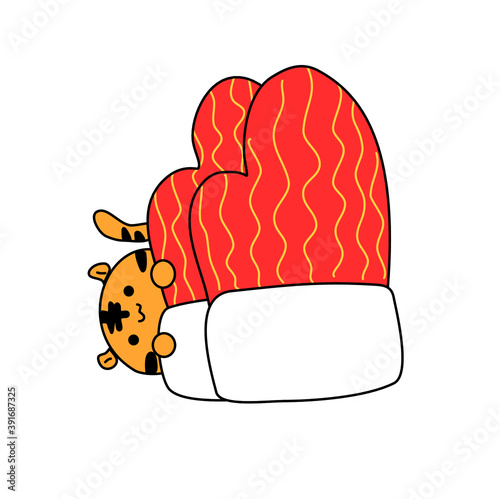 Winter gloves with tiger
