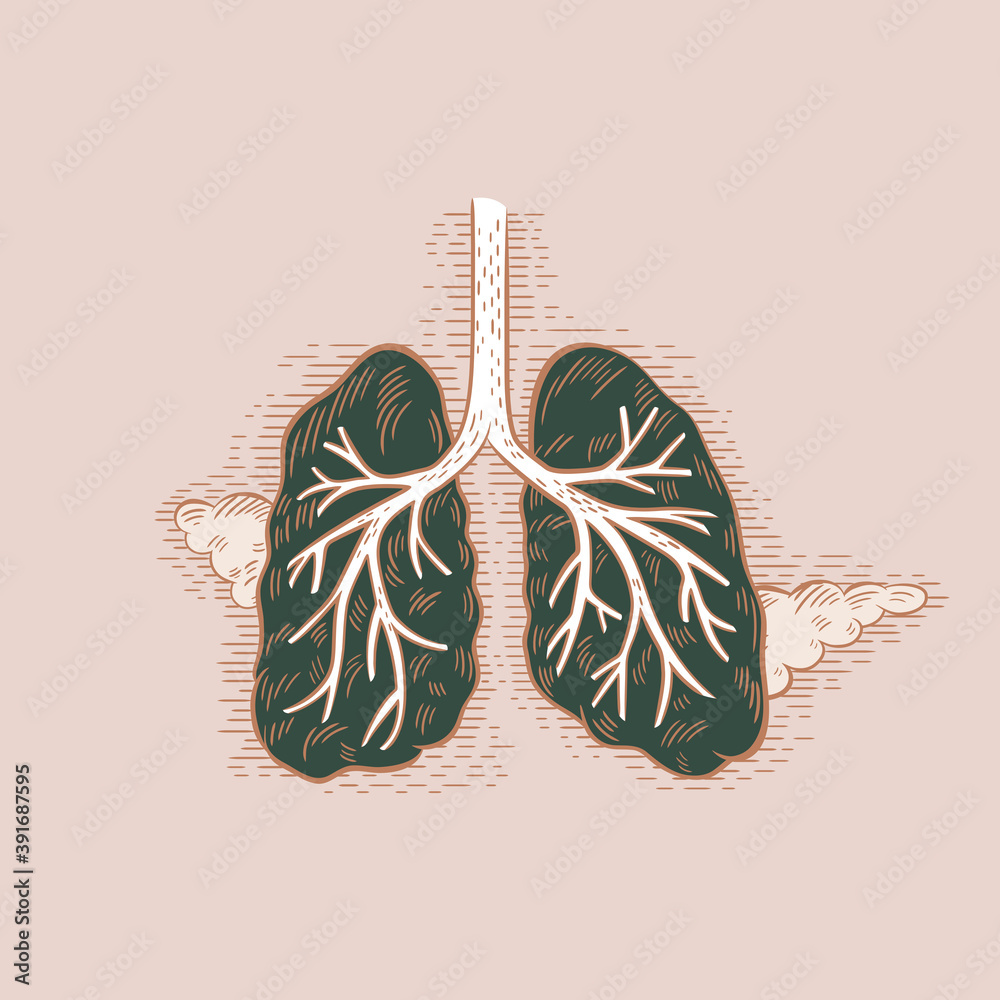 Green lungs vector illustration to conceptually represent health and