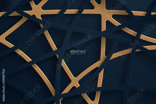 Abstract 3d background with dark blue papercut. abstract realistic papercut decoration textured