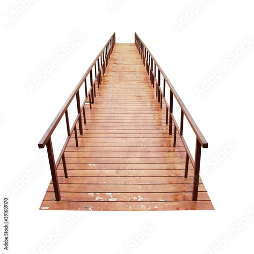 old wooden foot bridge on a white background